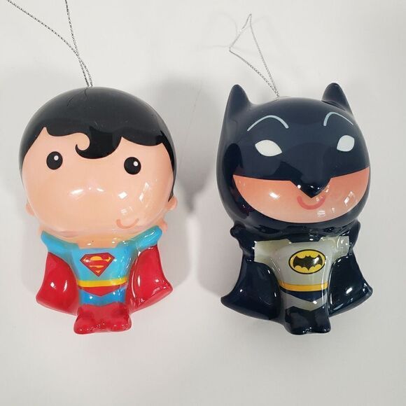 DC Comics Hallmark Superman Batman Holiday Ornaments  Christmas Tree Set of 2 - Picture 1 of 6